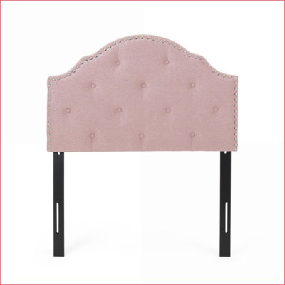 Tête de lit simple en bois massif avec hauteur ajustable et capitonnage capitonné Garniture cloutée