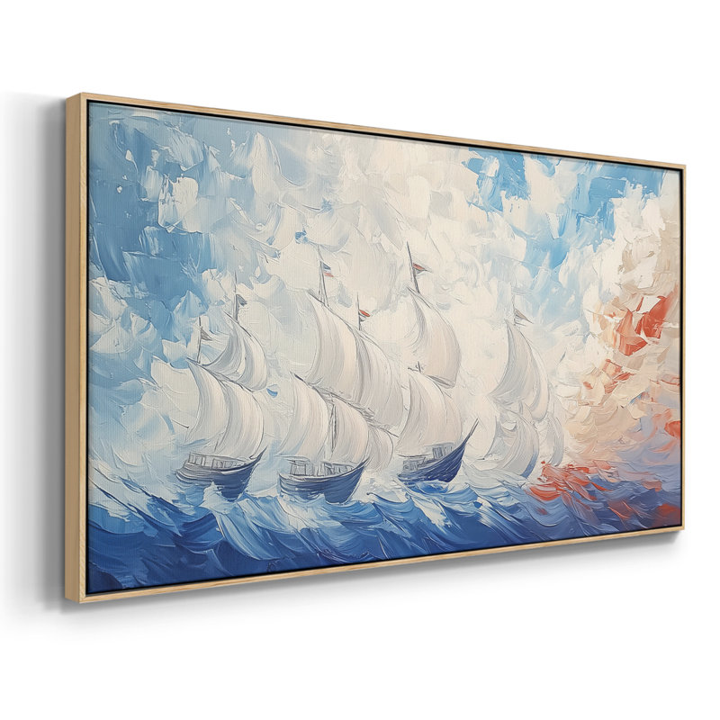 Nautical Series-XCIV- Toile tendue avec châssis tendue - Prêt à accrocher, H 17 po x l 33 po, Naturel