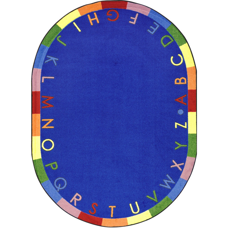 Tapis éducatif de l'alphabet arc-en-ciel primaire par Joy Carpets, Ovale 7 pi 8 po x 10 pi 9 po