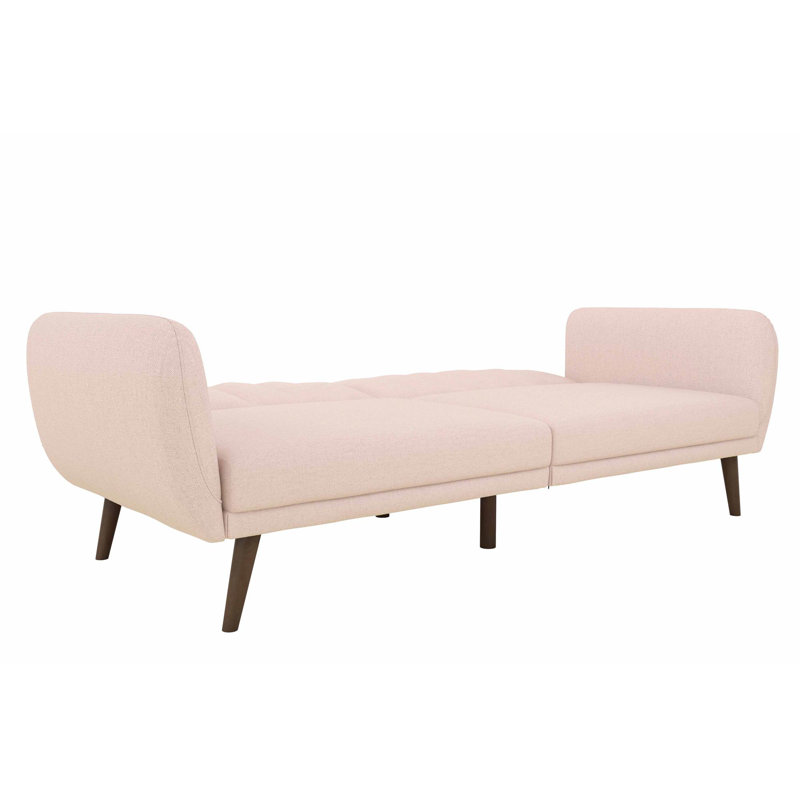 Novogratz Brittany 81.5" Round Arm Futon Chair, Light Pink Polyester