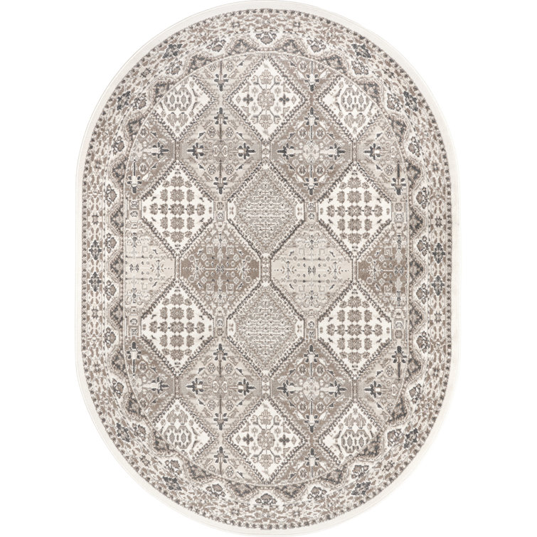Holden Traditional Tiled Power Loom Performance Beige/Cream Rug