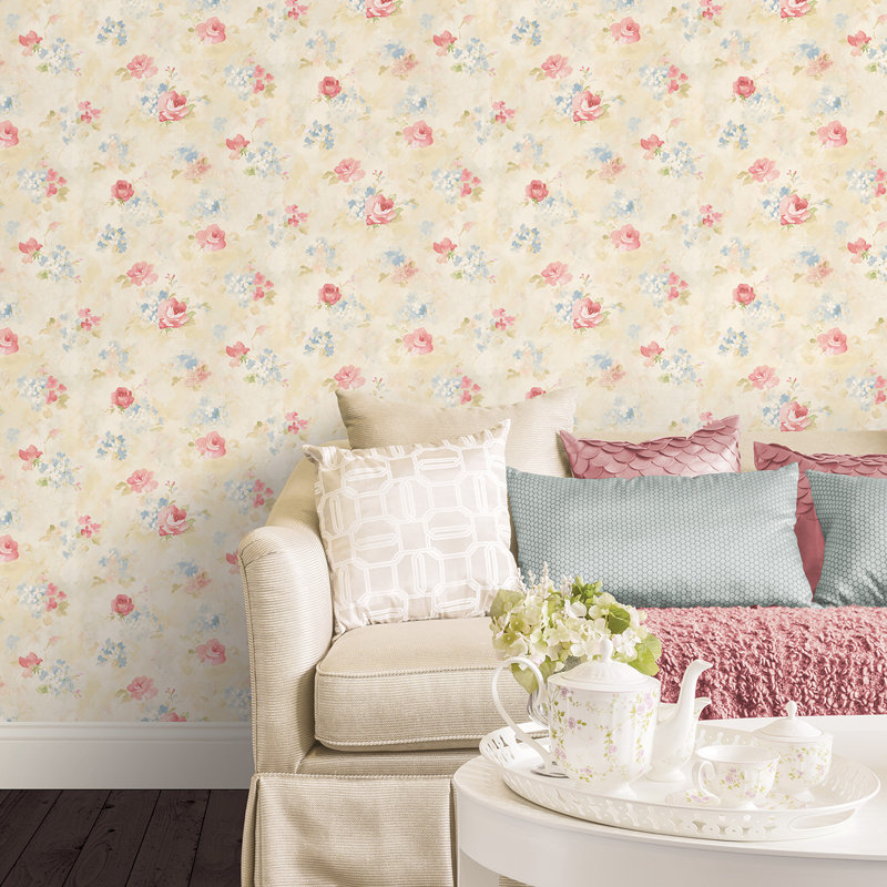 Garretson 1m x 52.8cm Wallpaper Roll, Pink/Beige