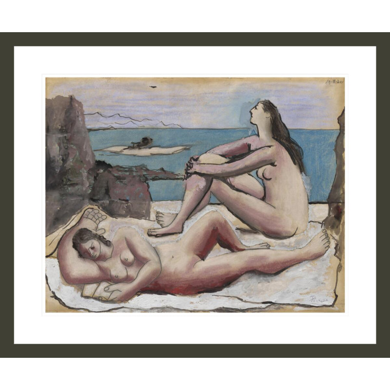 «Three Bathers» par Pablo Picasso - reproduction d'art encadrée, H 23,5 po x l 28,16 po