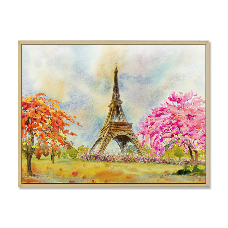 «Paris Eiffel Tower In Beau Fitul Summer», reproduction sur toile flottante, H 12 po x l 20 po x P 1 po