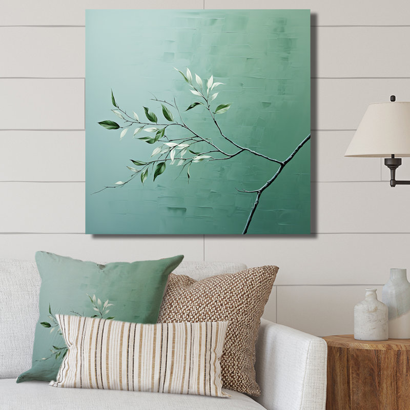 «Botanical Seafoam Solitude - Herbs», reproduction d'art sur toile, H 16 po x l 16 po x P 1 po, Toile tendue