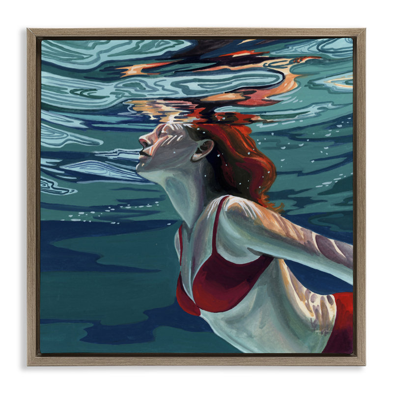 Cadre flottant de natation à la surface, design par Kate Jarvik Birch, H 25 po x l 25 po, Cadre flottant orme Montalcino