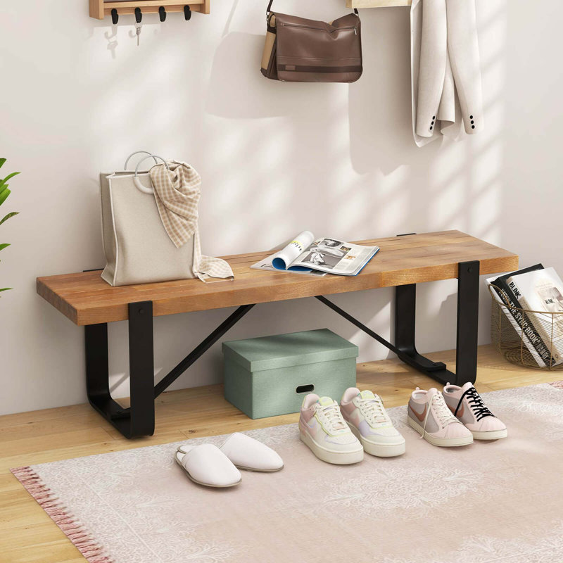 Banc d'entrée 60 po avec étagère en métal