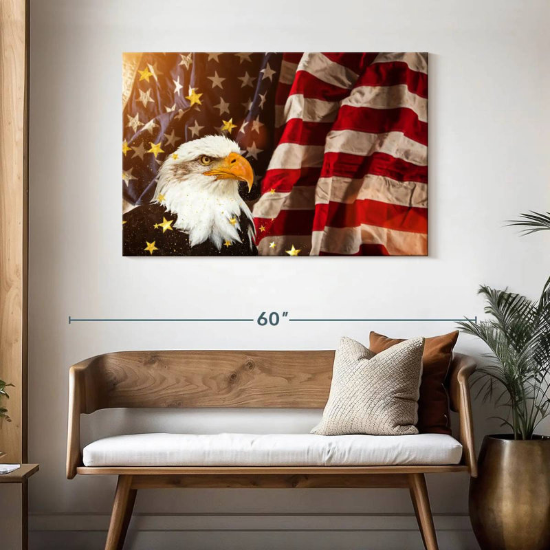 Brampt American Flag With Bald Eagle, 30" H x 45" W