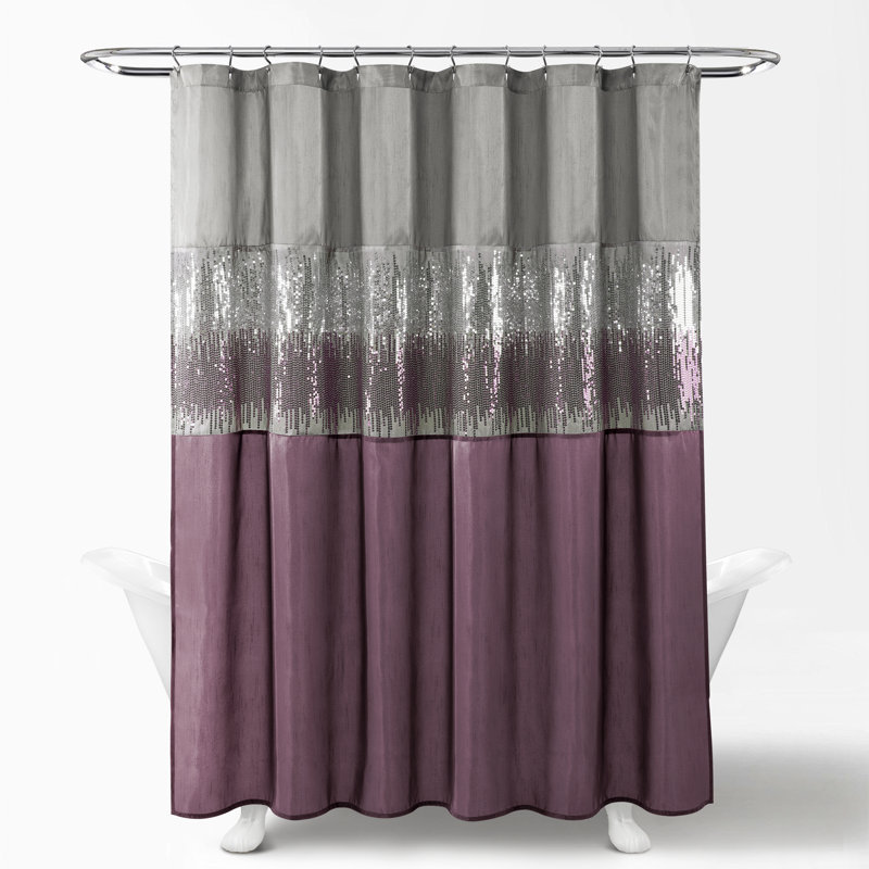 Pruneda Polyester Shower Curtain, Grey/Purple, 183cm W x 183cm L