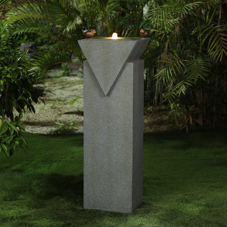 Cement Patio Fountain with LED Light