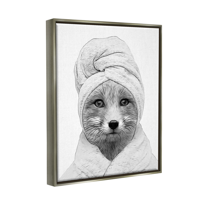 «Fox Peignoir» par Annalisa Latella, H 21 po x l 17 po x P 1,7 po, Cadre flottant gris lustré