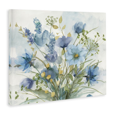 Art mural sur toile avec fleurs sauvages aux tons, design par Nan