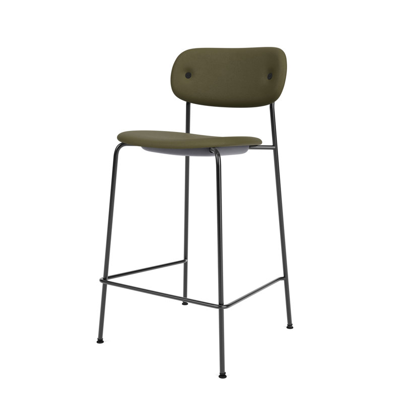 Co Upholstered Bar Stool, Army Leather, Counter Stool (27” Seat Height)