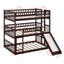 Lit double superposé double au dessus d'un lit double, lit superposé détachable avec échelles intégrées, glissade, garde-corps, lit convertible en bois-1215401674