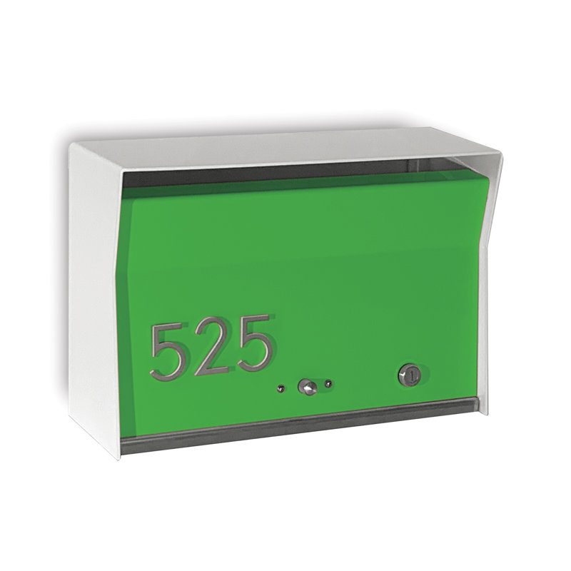 Boîte aux lettres murale verrouillable RetroBox, Blanc / limette, Oui