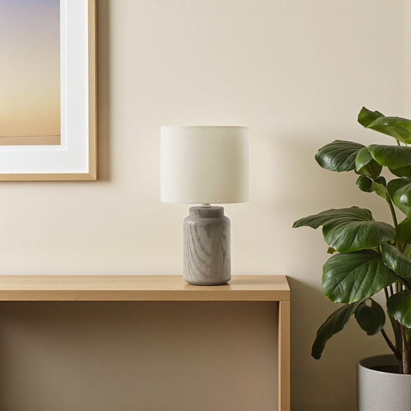 Mara Standard Metal Table Lamp Taupe Resin and Ivory Shade, 16.87'' H X 9.25'' W X 9.25'' D
