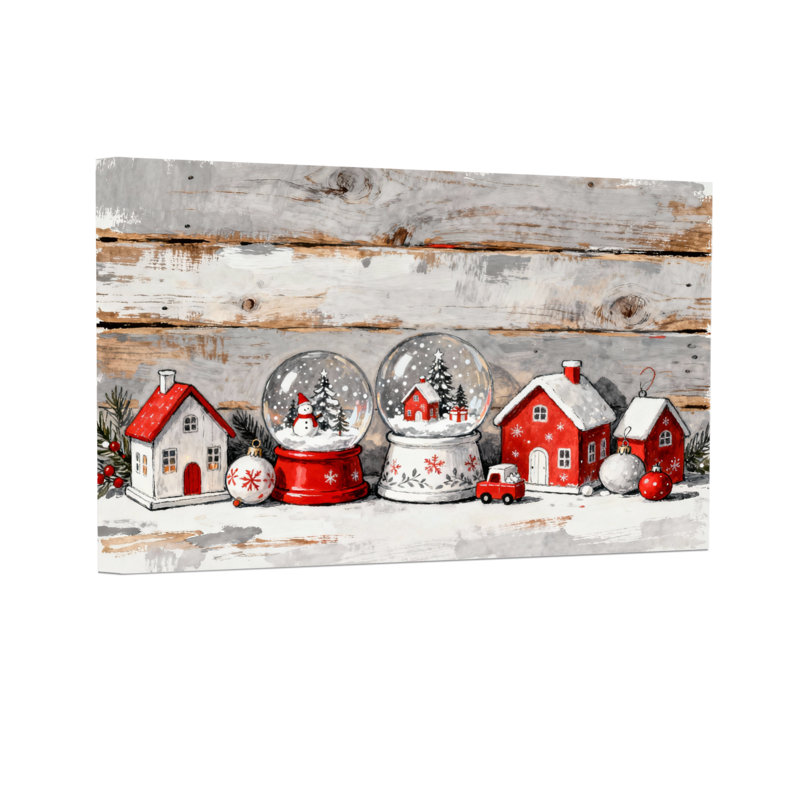 Noël, village de Noël, globes de neige et maisons, H 16 po x l 24 po