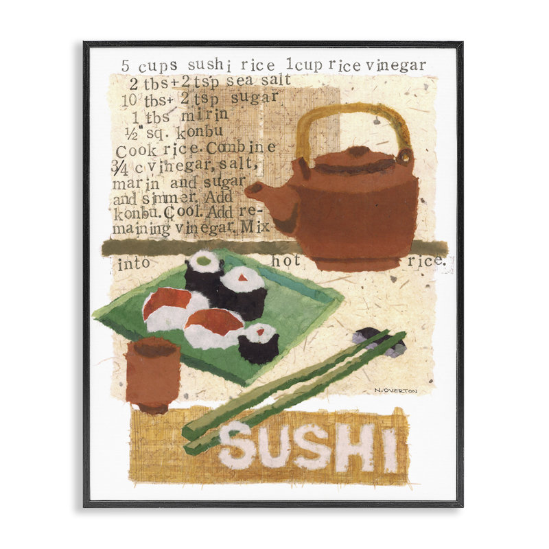 Recette traditionnelle de sushi par Nancy Overton, Giclée encadrée noir minuit, H 20 po x l 16 po