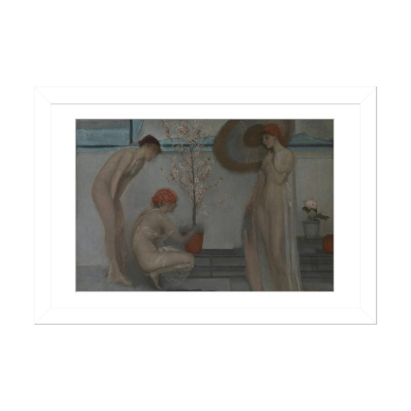 Trois chiffres roses et gris - reproduction d'art murale - papier d'art encadré, 16 po x 24 po, Papier encadré, Blanc