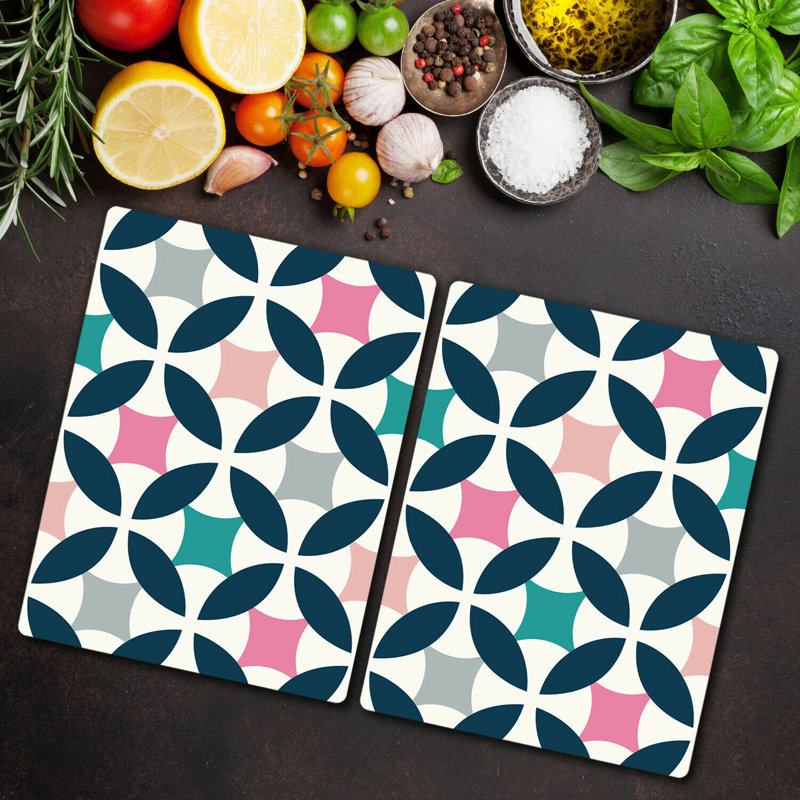 Oyens Pastel Retro Pattern Patchwork Chopping Board, 30cm L x 52cm W