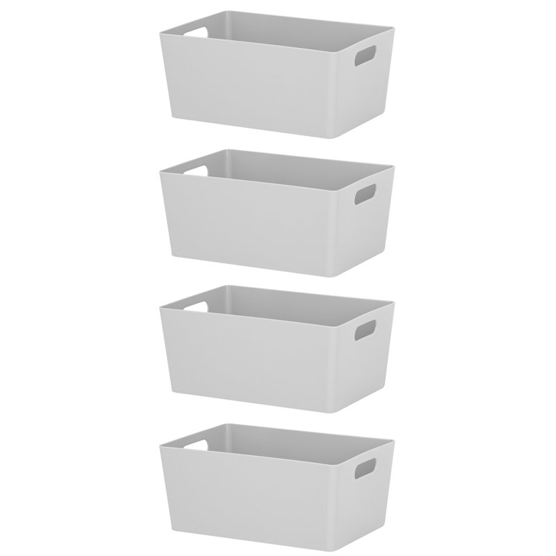 Medium Deep Plastic Basket, Cool Grey