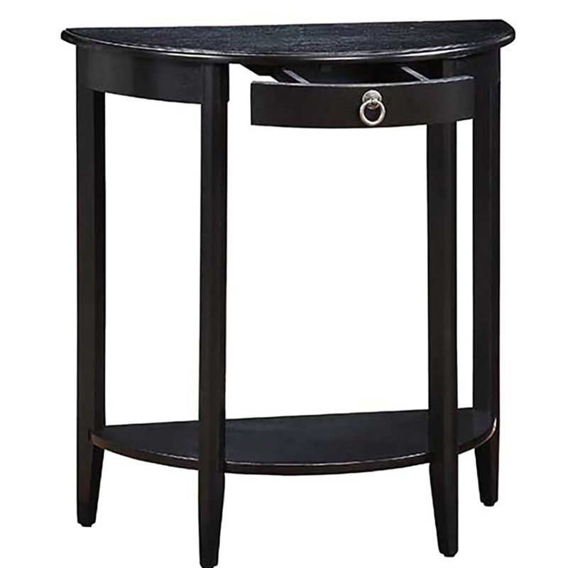 Console noire enchanteresse - Demi-lune avec tablette fonctionnelle pour une décoration intérieure sublimée