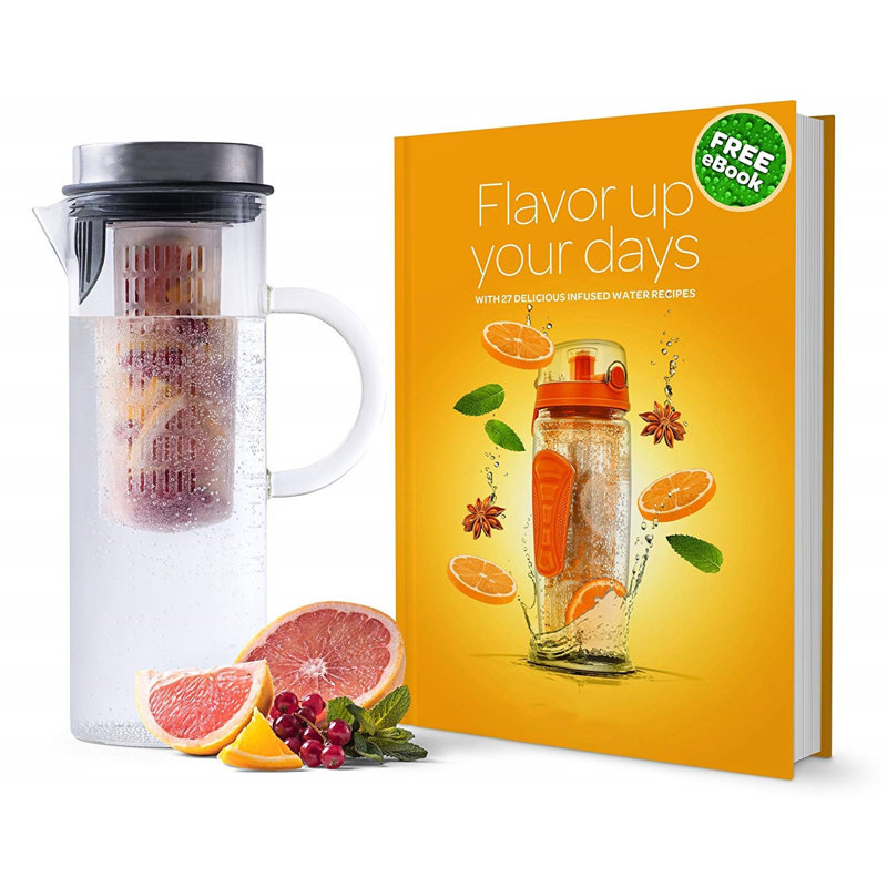 Elegant Glass Infusion Pitcher with Stainless Steel Lid and Infuser