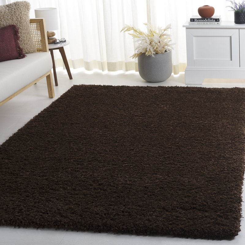 Angeliya Shag Performance Solid Color Rug, Rectangle 8' x 10', Brown