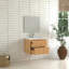24'' Floating Bathroom Vanity Set, Wall Mounted Solid Wood Bathroom Cabinet With 2 Storage Drawers, Resin Integrated Basin
