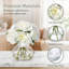 Pivoines blanches, fleurs artificielles avec vase, arrangements de fausses pivoines, vase en verre