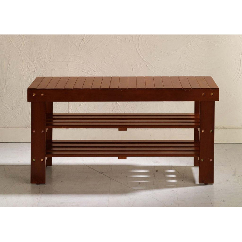 Pina Quality Solid Wood Shoe Bench, Finish, Cherry