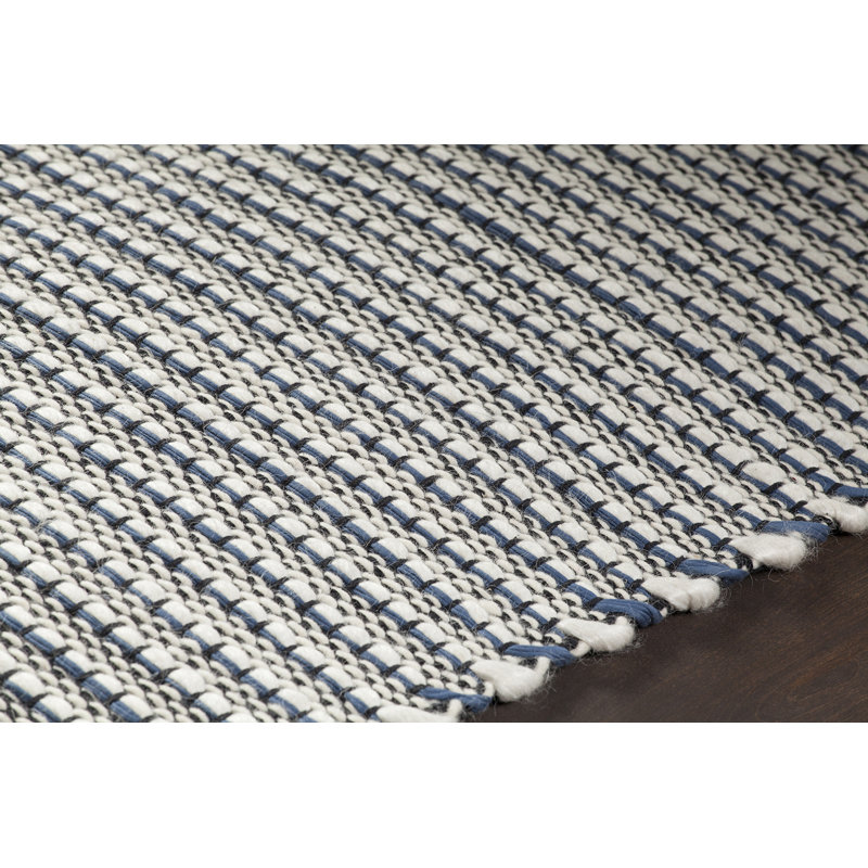 Tapis bleu/noir tissé à la main Werner, 5 pi x 7 pi 6 po