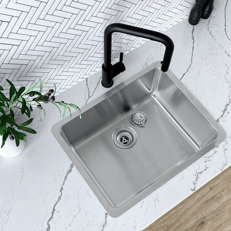 Builder Stylish 23" Double Mount Stainless Steel Single Bowl Kitchen Sink