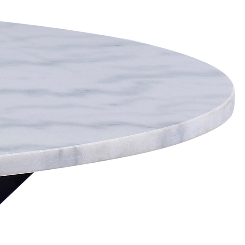 Babajko Round Marble Top Dining Table, White, 75 H x 110 L x 110 W cm