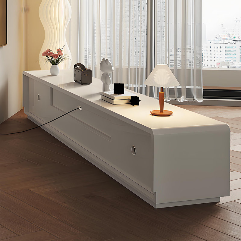 Meuble télé moderne de style crème, H 16,53 po x L 70,86 po x l 15,74 po