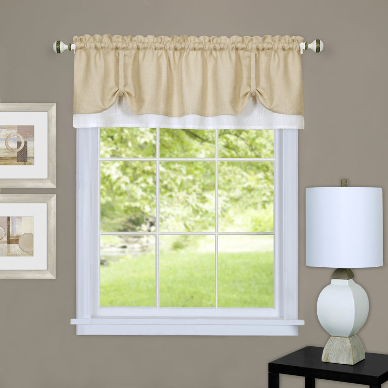 Cantonnière sur mesure 58 ", Brun clair/blanc