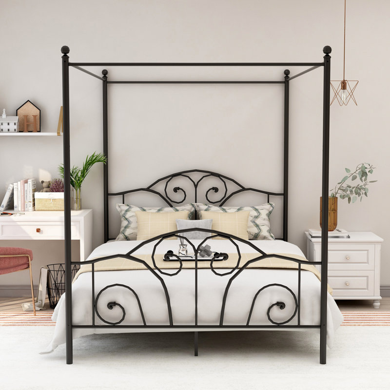 Alberts Metal Bed, Black, Queen