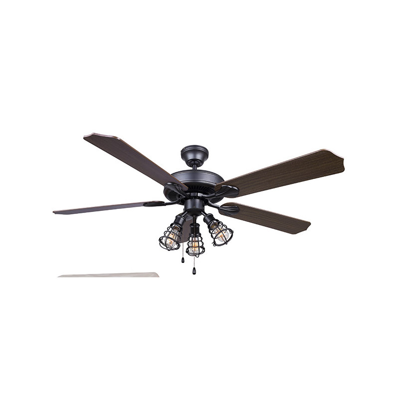 Ventilateur de plafond standard à 5 pales avec chaîne de traction et ensemble d'éclairage inclus