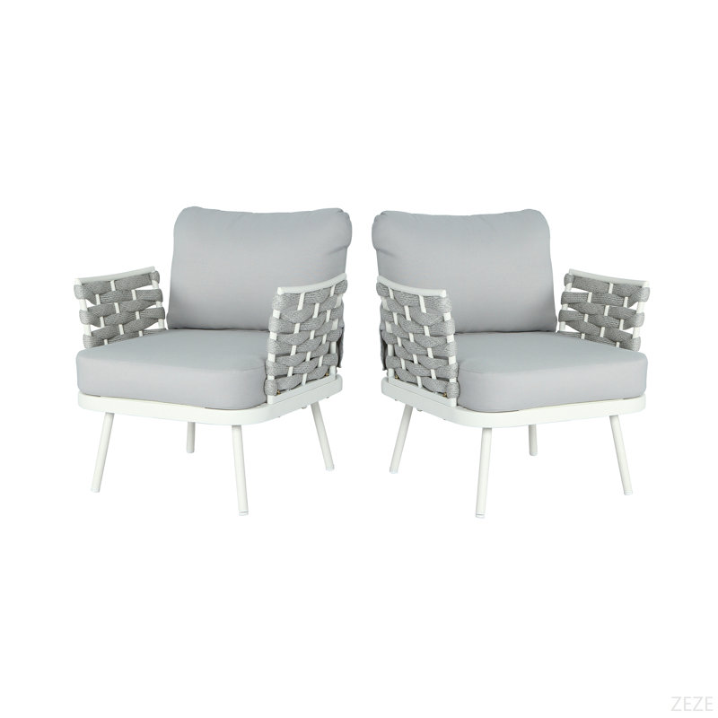 Ensemble de 2 fauteuils club Mariano, Gris, Blanc