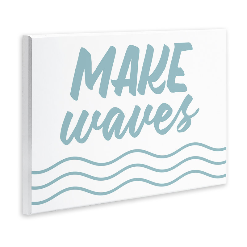 «Make Waves on White», art mural par lettres et lignes, H 10 po x l 15 po