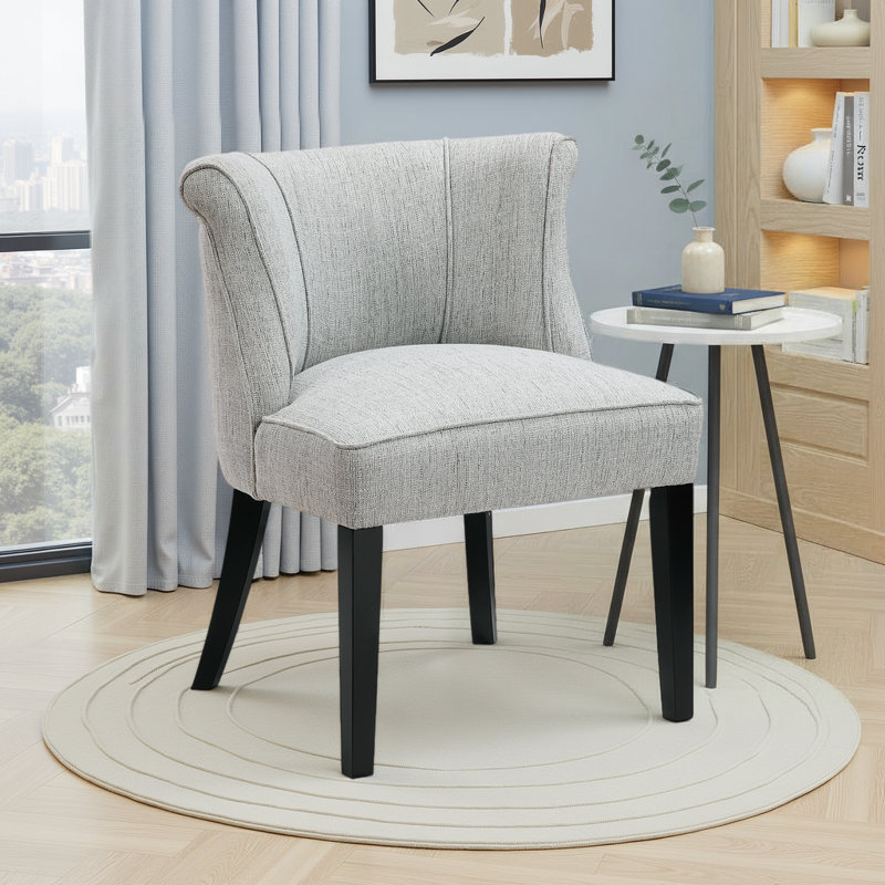 Magno 25" Modern Accent Chair with Textured Fabric Upholstery, Solid Wood Legs, 300 lb Capacity, Gray Polyester