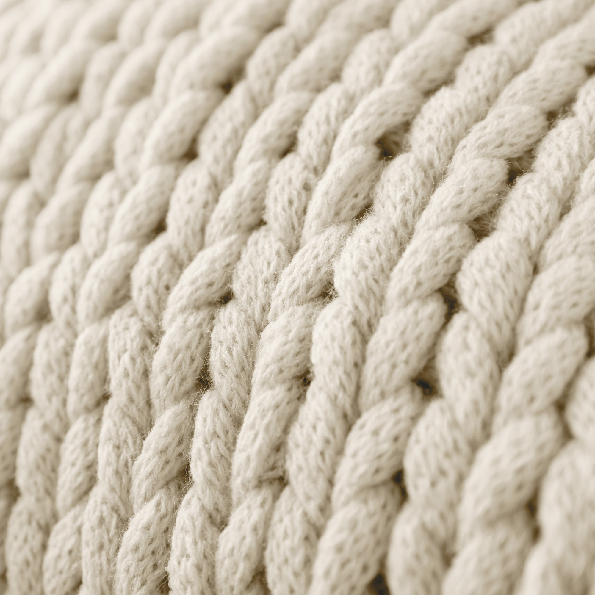 Handmade Chunky Knit Throw Blanket, Ivory