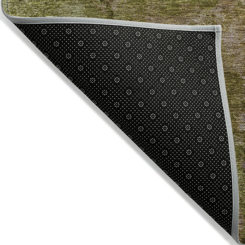 Tapis intérieur lavable abstrait vert 10 pi x 14 pi