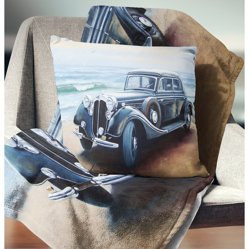 Coussin de mer rétro sur terre, 16 po x 1 po, Coussin décoratif