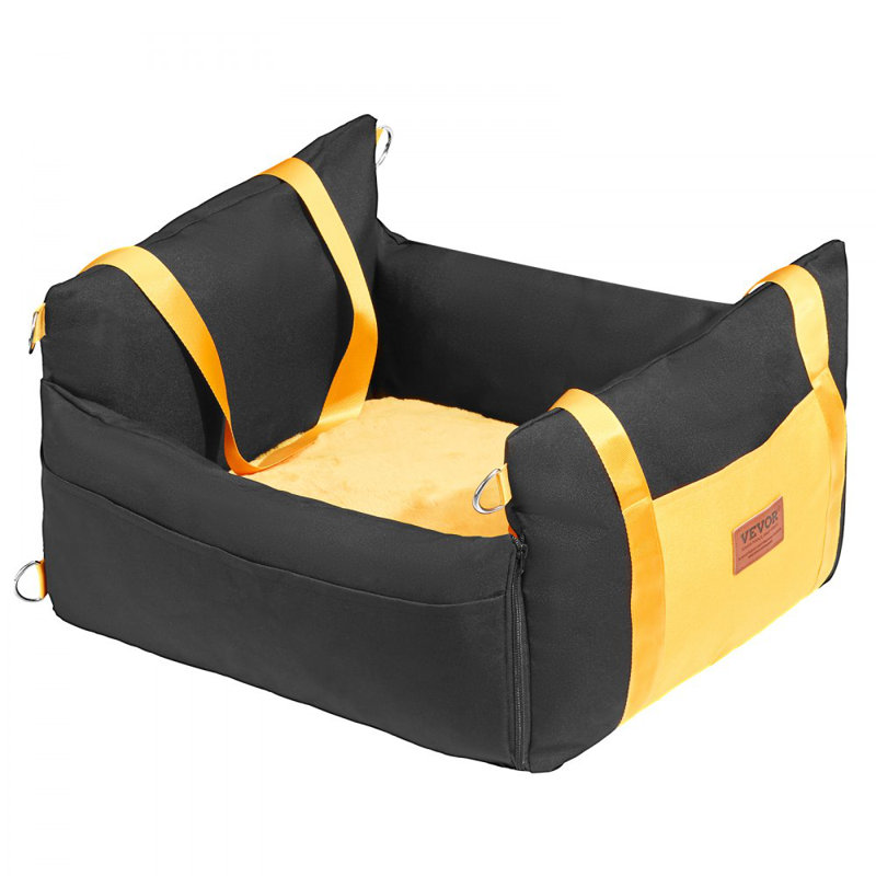 Siège d'auto pour chien de 25 po et moins, Noir / Jaune