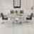 Kimara 5-Piece Modern 63" Rectangular Faux Marble Pedestal Dining Set-947337912-984882714