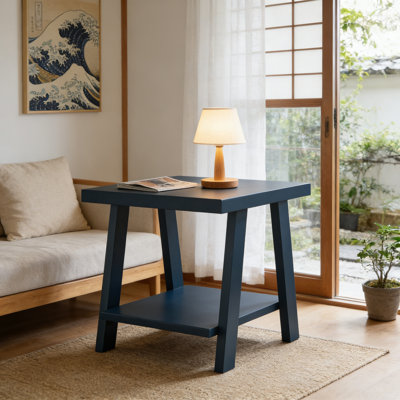 Modern End Table With Storage Shelf, Durable Wood Construction, Stable Wide-Angle Leg Design For Living Room, Bedroom, Or Office