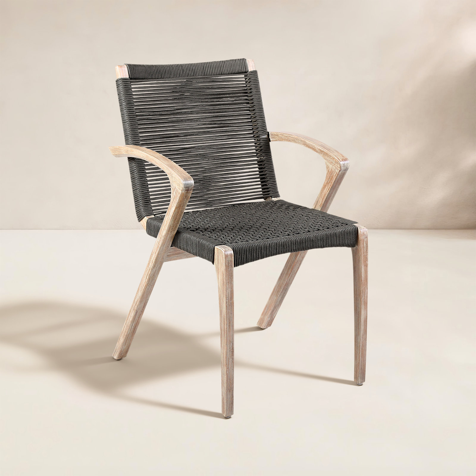 Eucalyptus Patio Armchair, Light Eucalyptus/Charcoal