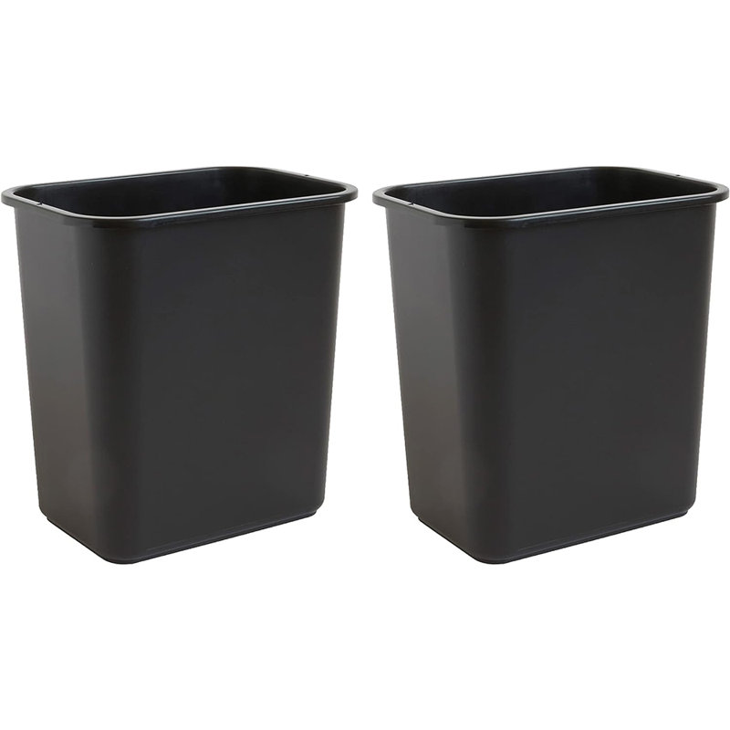 Corbeille poubelle à économie d'espace United Solutions, 7 gallons, paquet de 2, noir