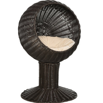 27" Elevated Cat House With Cushion, Ideal For Cats Bed Make Your Feel At Home